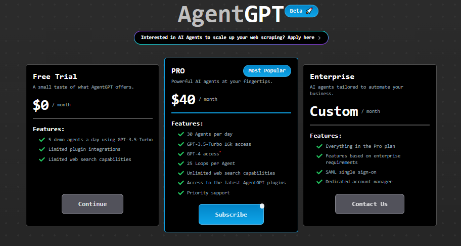 AgentGPT Price